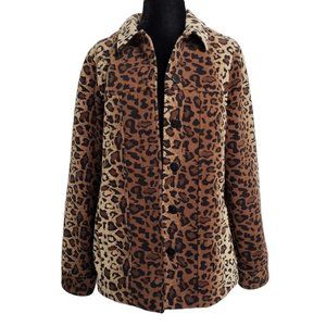 CARROLL REED Leopard Print Fleece Blazer S